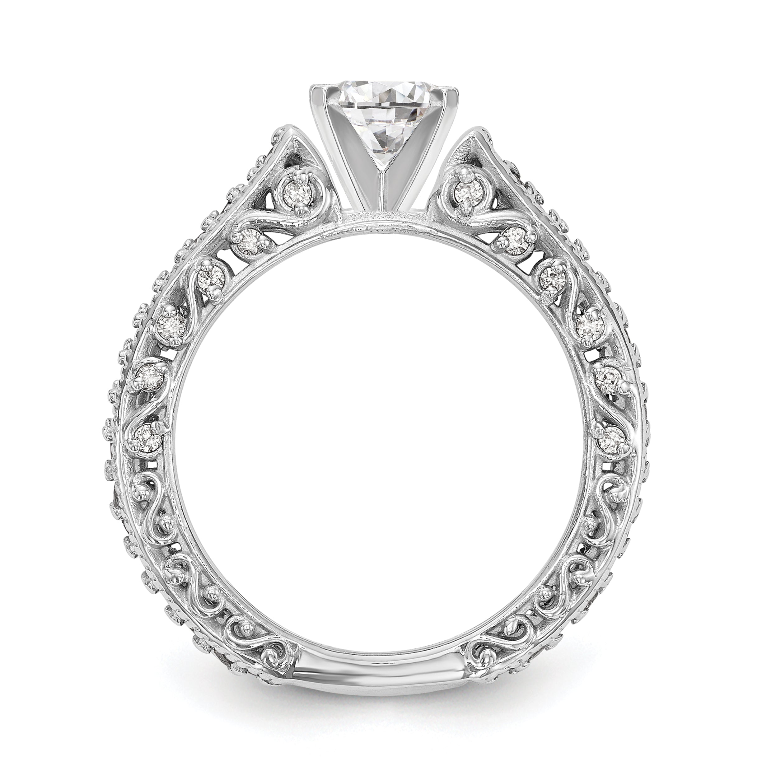 0.48ct. CZ Solid Real 14K White Gold Peg Set Engagement Ring
