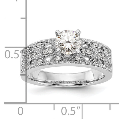 0.10ct. CZ Solid Real 14K White Gold Peg Set Engagement Ring