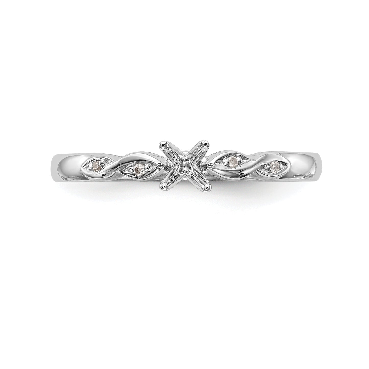 0.02ct. CZ Solid Real 14k White Gold Engagement Ring
