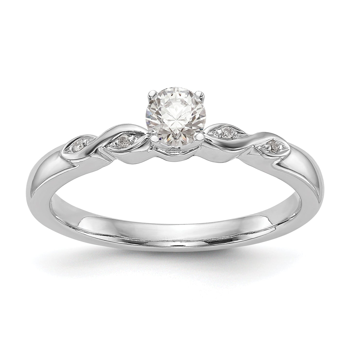 0.02ct. CZ Solid Real 14k White Gold Engagement Ring