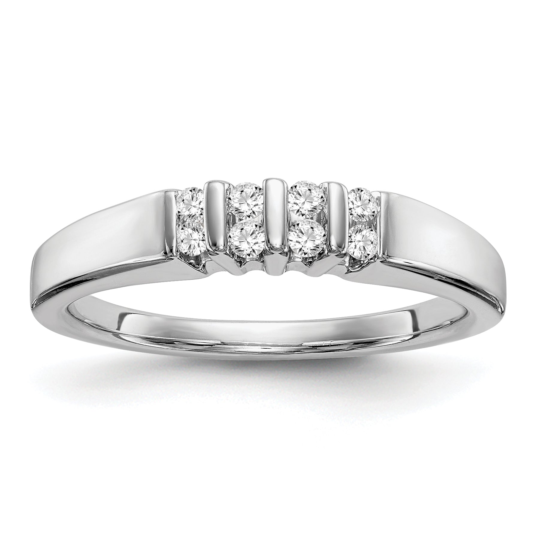 0.14ct. CZ Solid Real 14k White Gold Wedding Wedding Band Ring