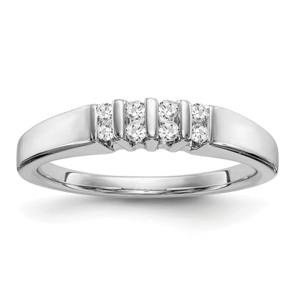 0.14ct. CZ Solid Real 14k White Gold Wedding Wedding Band Ring