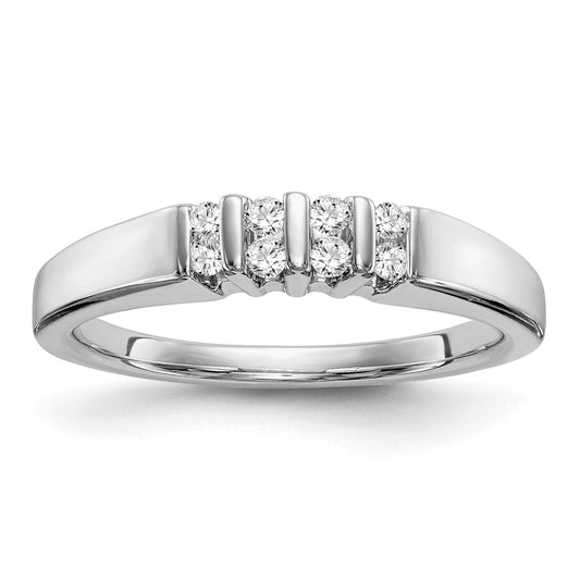 0.14ct. CZ Solid Real 14k White Gold Wedding Wedding Band Ring