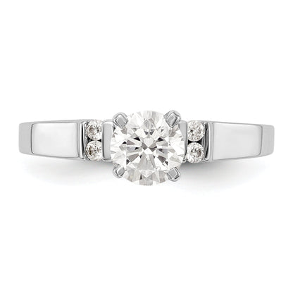 0.08ct. CZ Solid Real 14K White Gold Peg Set Semi Mount Engagement Ring