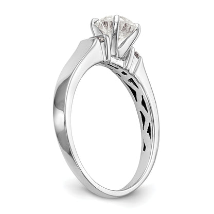 0.08ct. CZ Solid Real 14K White Gold Peg Set Semi Mount Engagement Ring