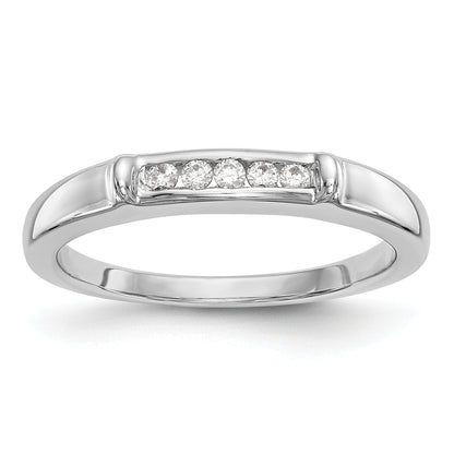 0.10ct. CZ Solid Real 14k White Gold Wedding Wedding Band Ring