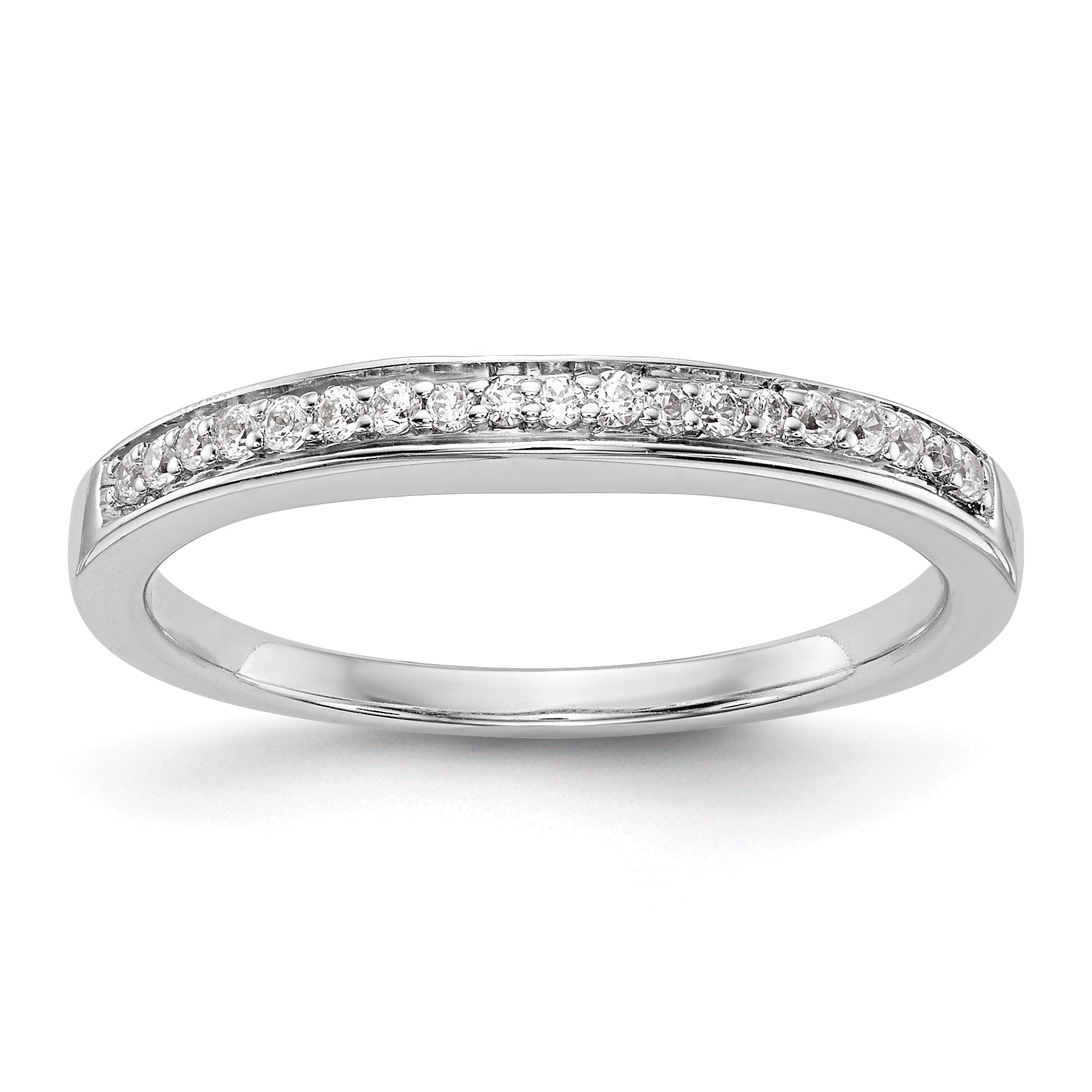 0.15ct. CZ Solid Real 14k White Gold Wedding Wedding Band Ring
