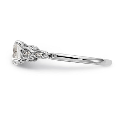0.03ct. CZ Solid Real 14K White Gold Peg Set Engagement Ring