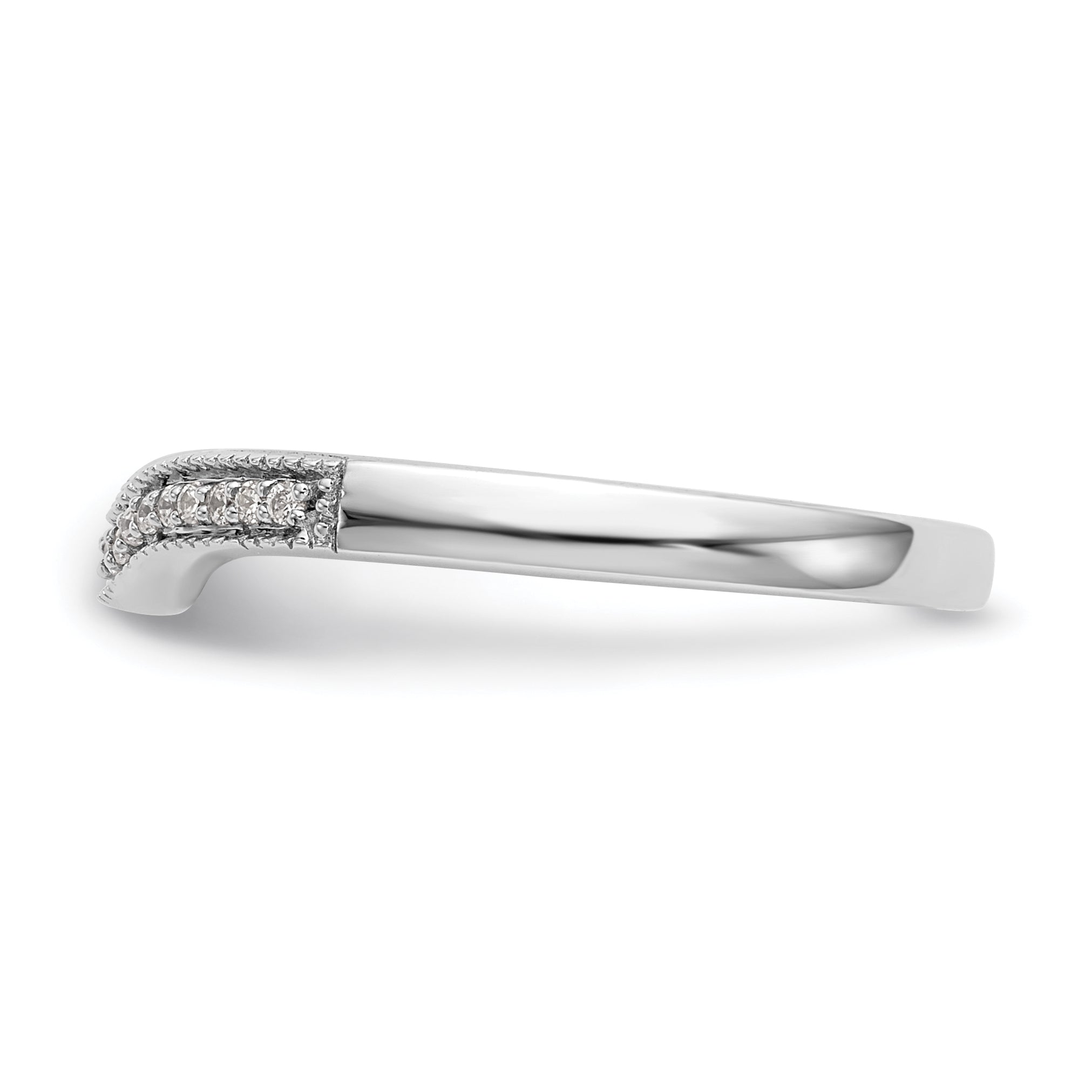 0.08ct. CZ Solid Real 14k White Gold Wedding Wedding Band Ring