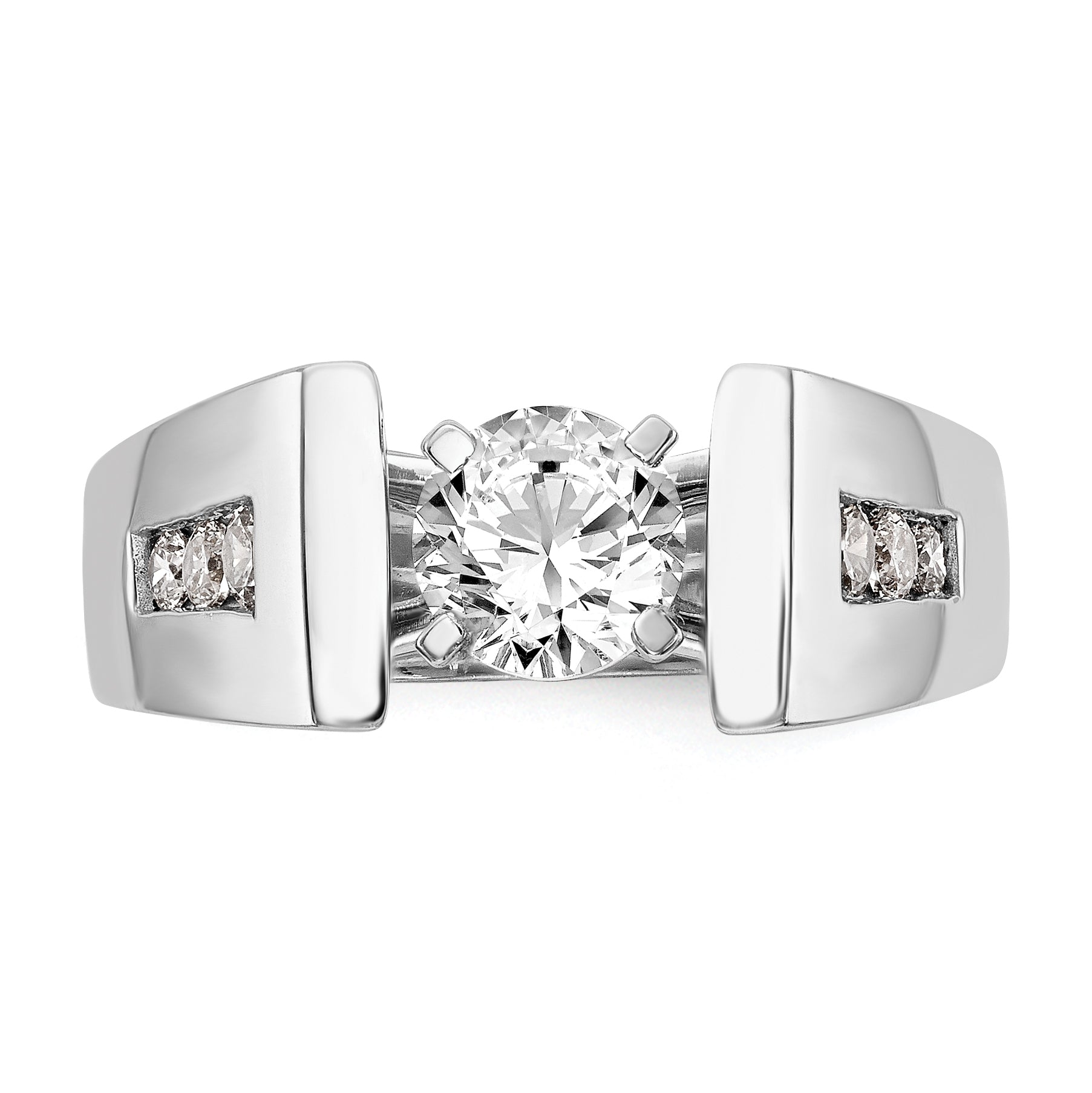 0.22ct. CZ Solid Real 14K White Gold Peg Set Engagement Ring