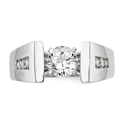 0.22ct. CZ Solid Real 14K White Gold Peg Set Engagement Ring