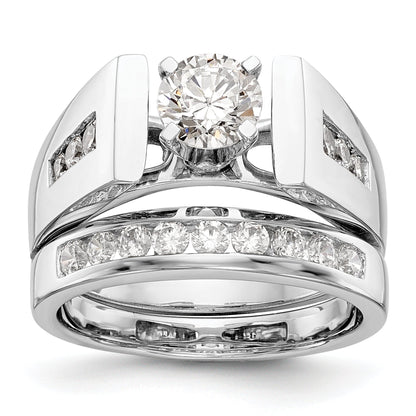 0.22ct. CZ Solid Real 14K White Gold Peg Set Engagement Ring