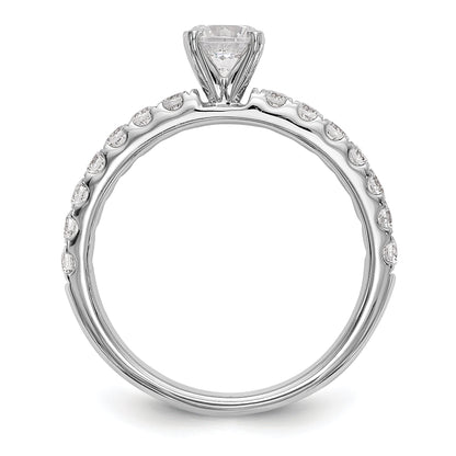 0.49ct. CZ Solid Real 14K White Gold Peg Set Engagement Ring