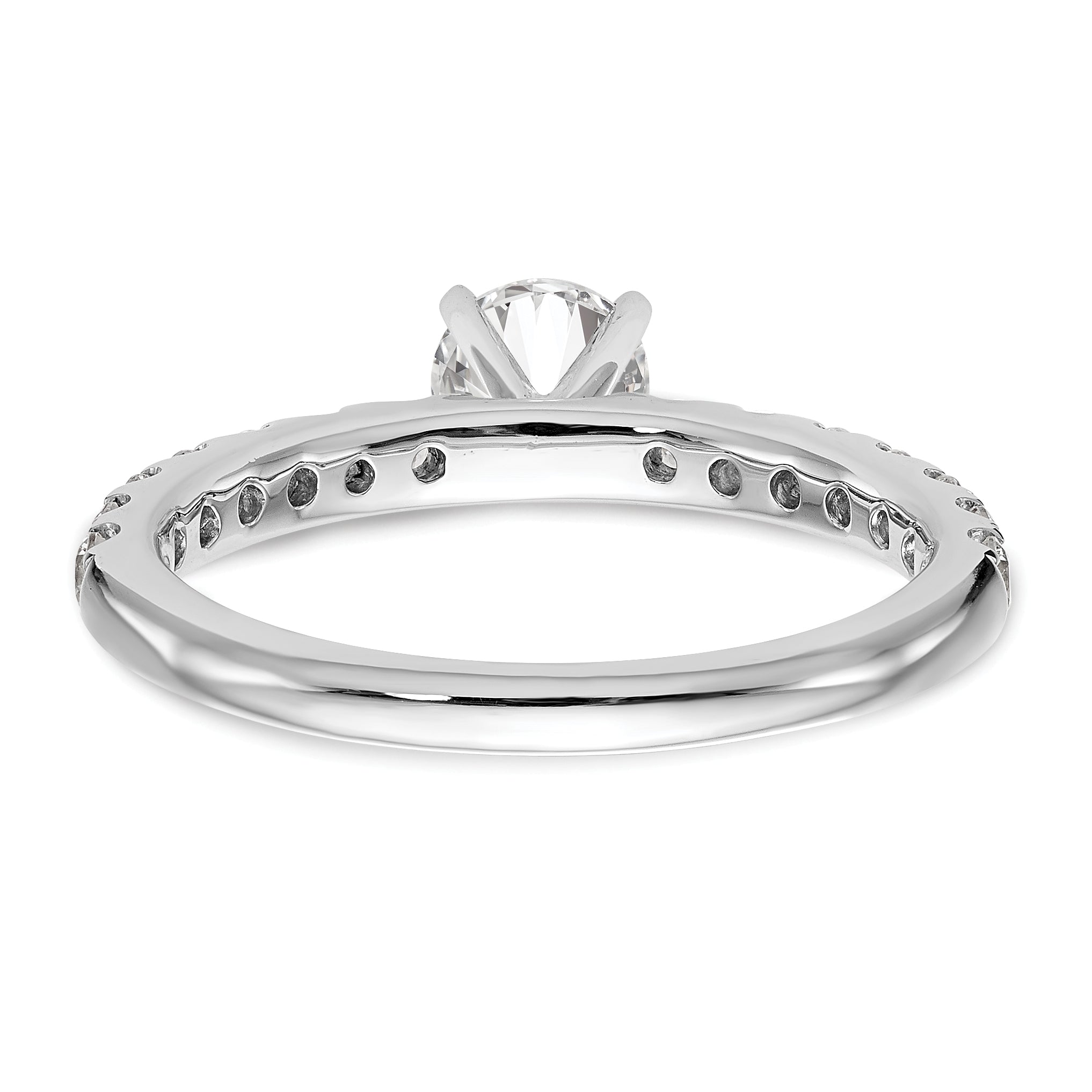 0.49ct. CZ Solid Real 14K White Gold Peg Set Engagement Ring