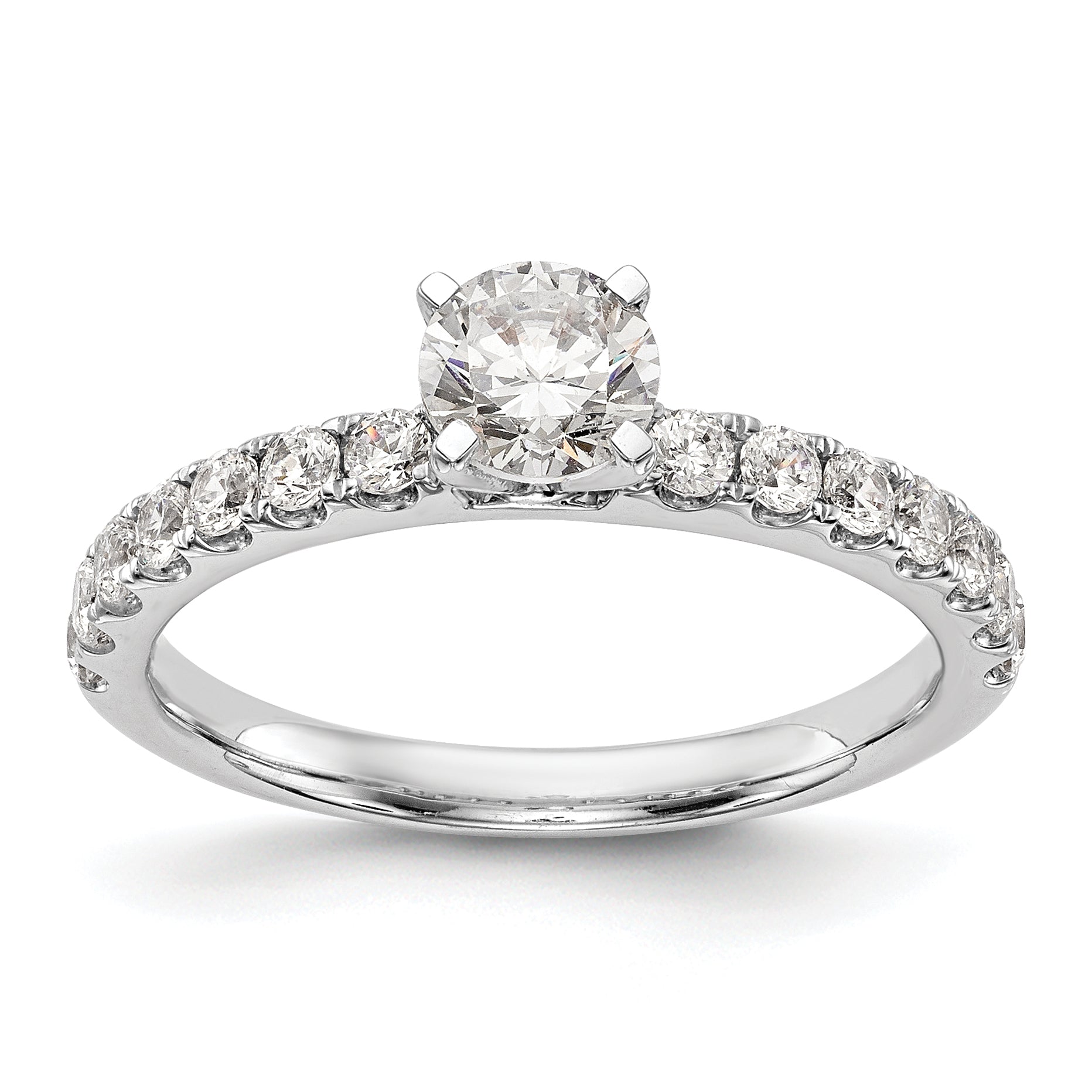 0.49ct. CZ Solid Real 14K White Gold Peg Set Engagement Ring
