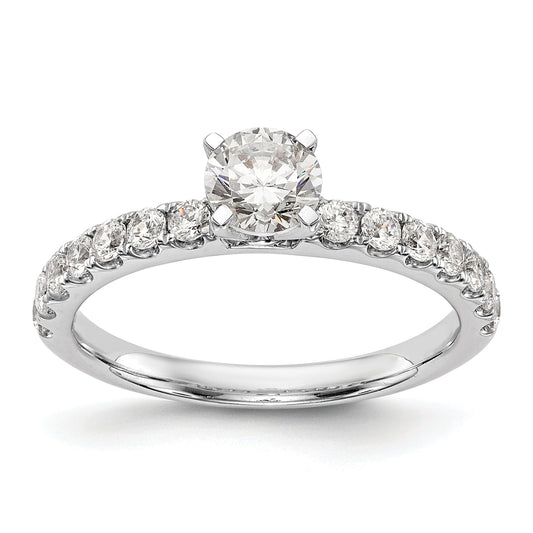 0.49ct. CZ Solid Real 14K White Gold Peg Set Engagement Ring