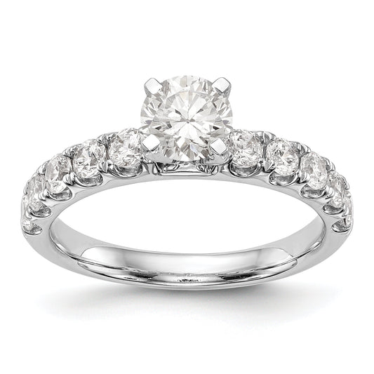 0.70ct. CZ Solid Real 14K White Gold Peg Set Engagement Ring