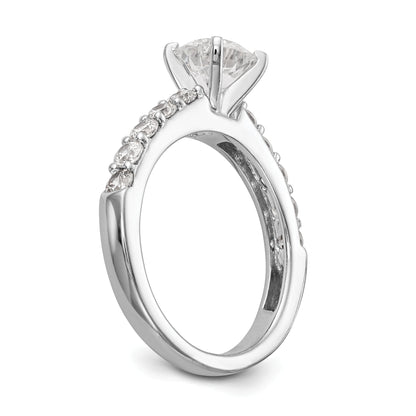 0.70ct. CZ Solid Real 14K White Gold Peg Set Engagement Ring