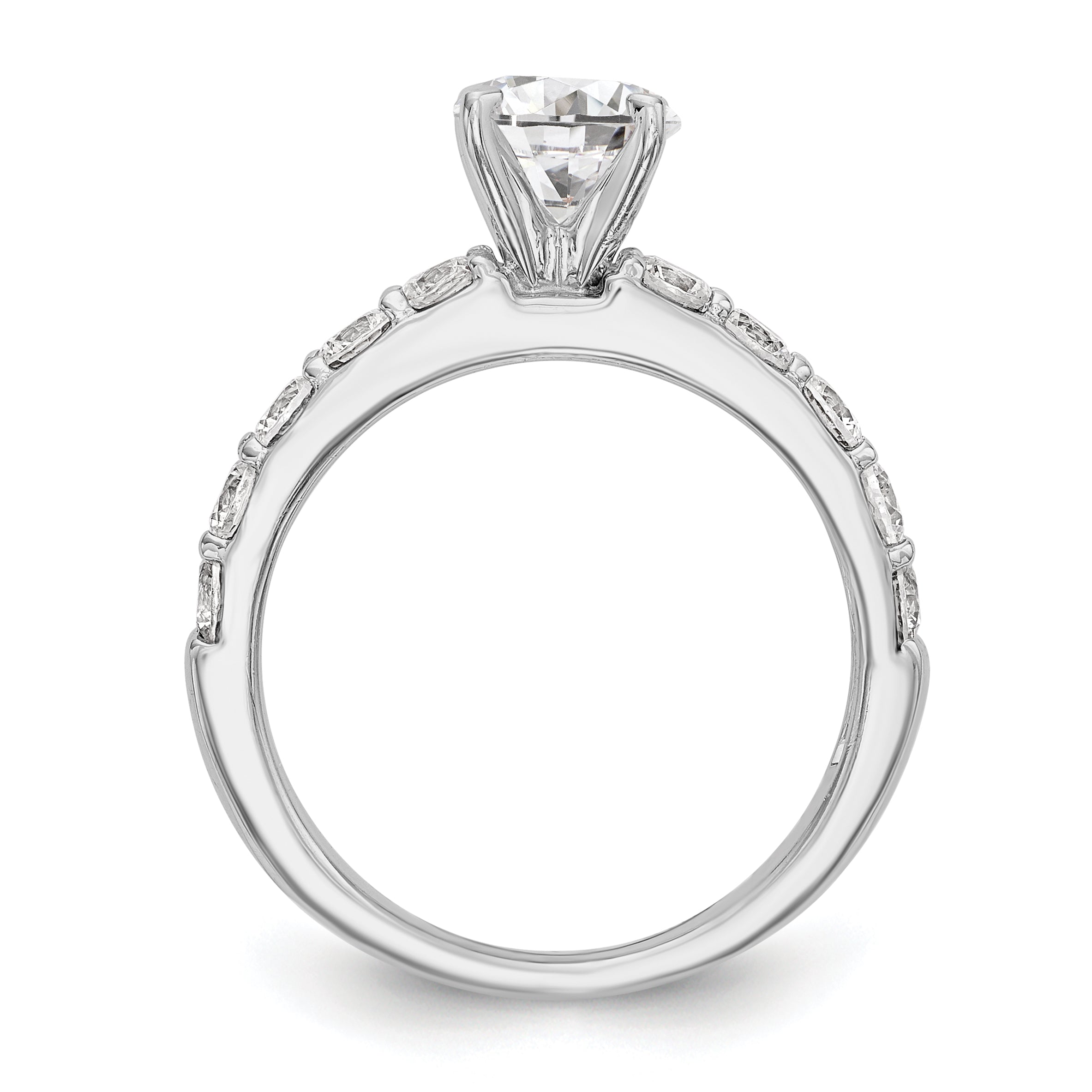 0.90ct. CZ Solid Real 14K White Gold Peg Set Engagement Ring