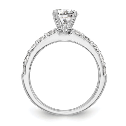 0.90ct. CZ Solid Real 14K White Gold Peg Set Engagement Ring