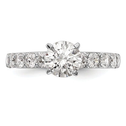 0.90ct. CZ Solid Real 14K White Gold Peg Set Engagement Ring