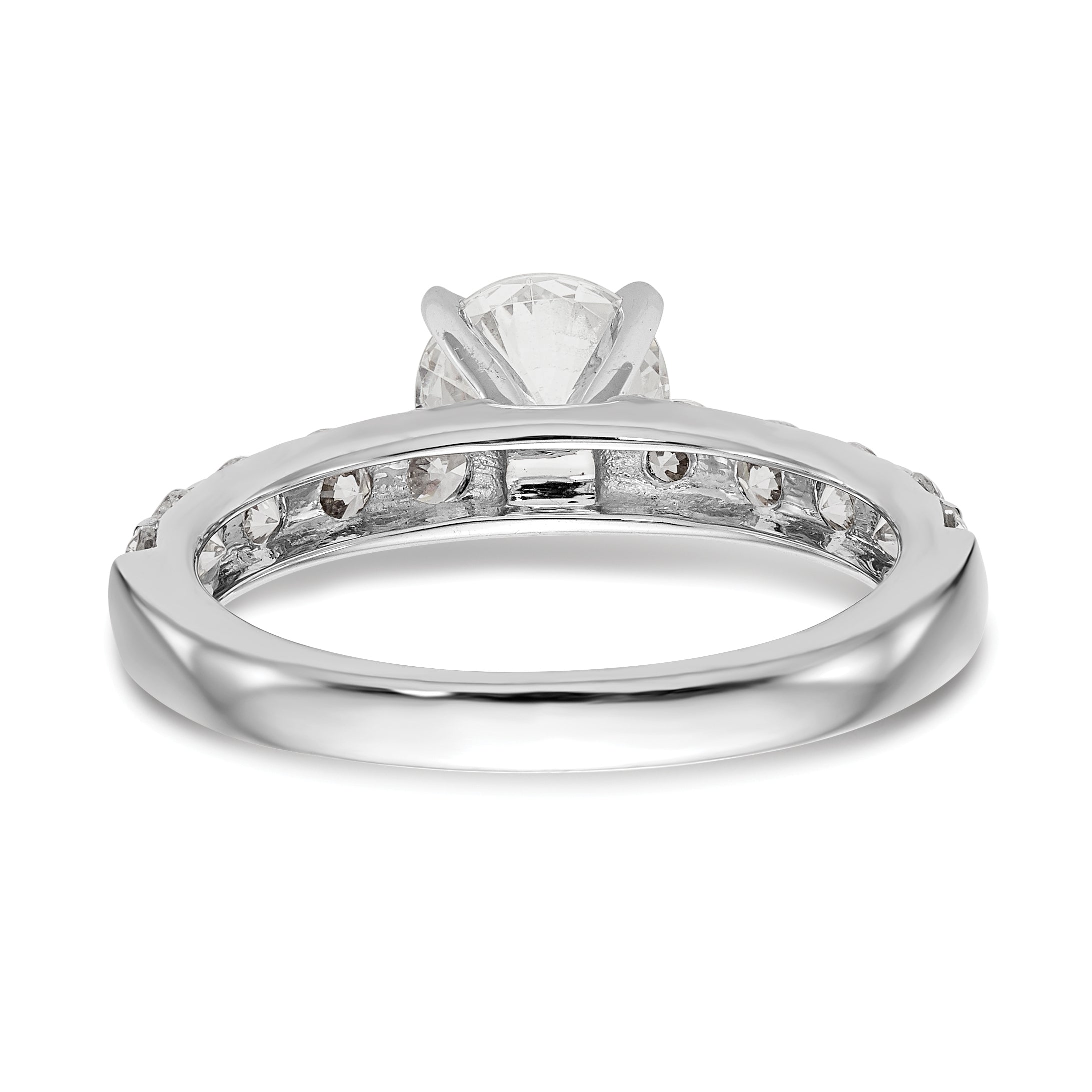 0.90ct. CZ Solid Real 14K White Gold Peg Set Engagement Ring