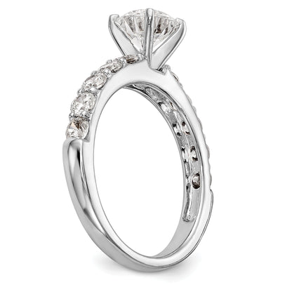 0.90ct. CZ Solid Real 14K White Gold Peg Set Engagement Ring
