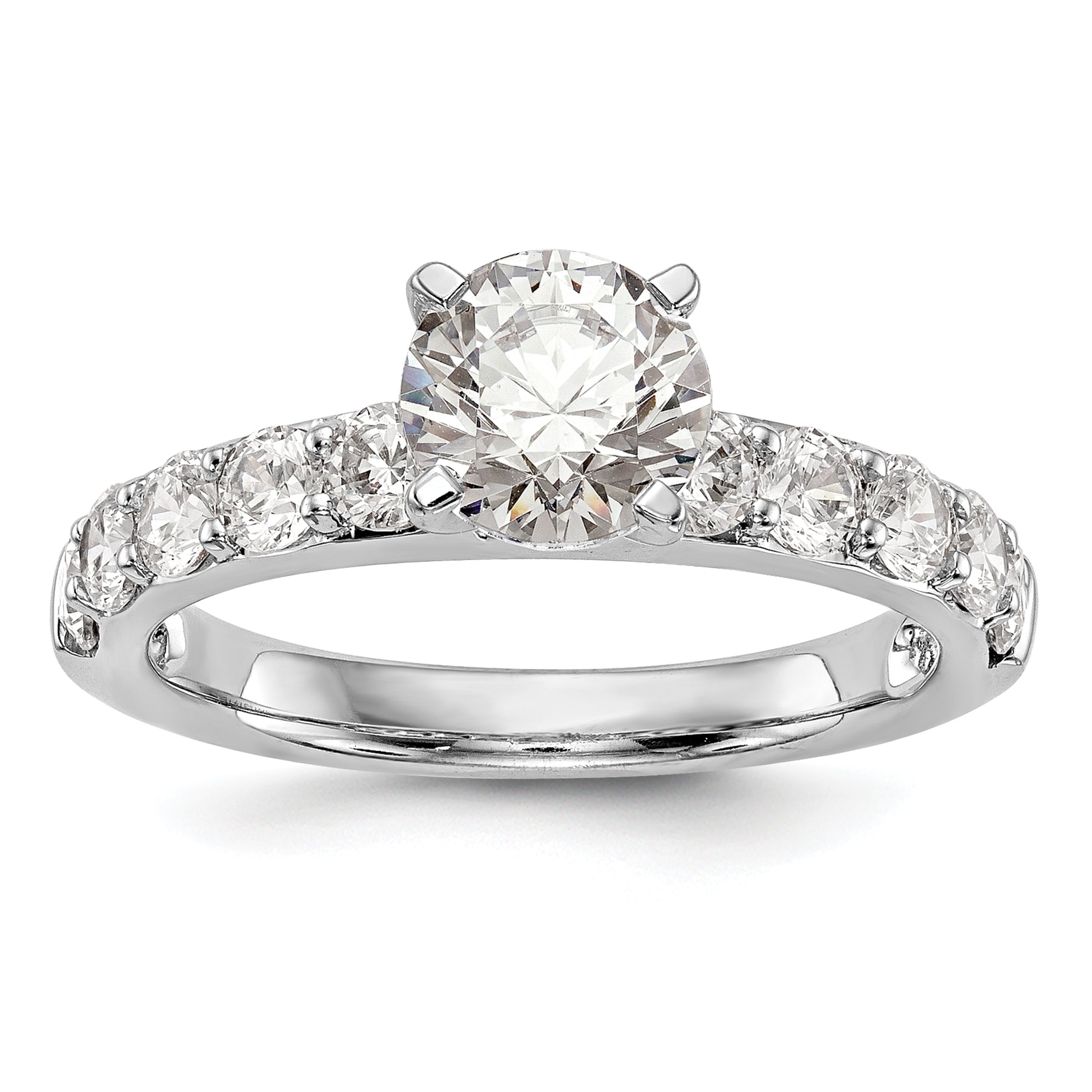 0.90ct. CZ Solid Real 14K White Gold Peg Set Engagement Ring