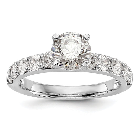 0.90ct. CZ Solid Real 14K White Gold Peg Set Engagement Ring