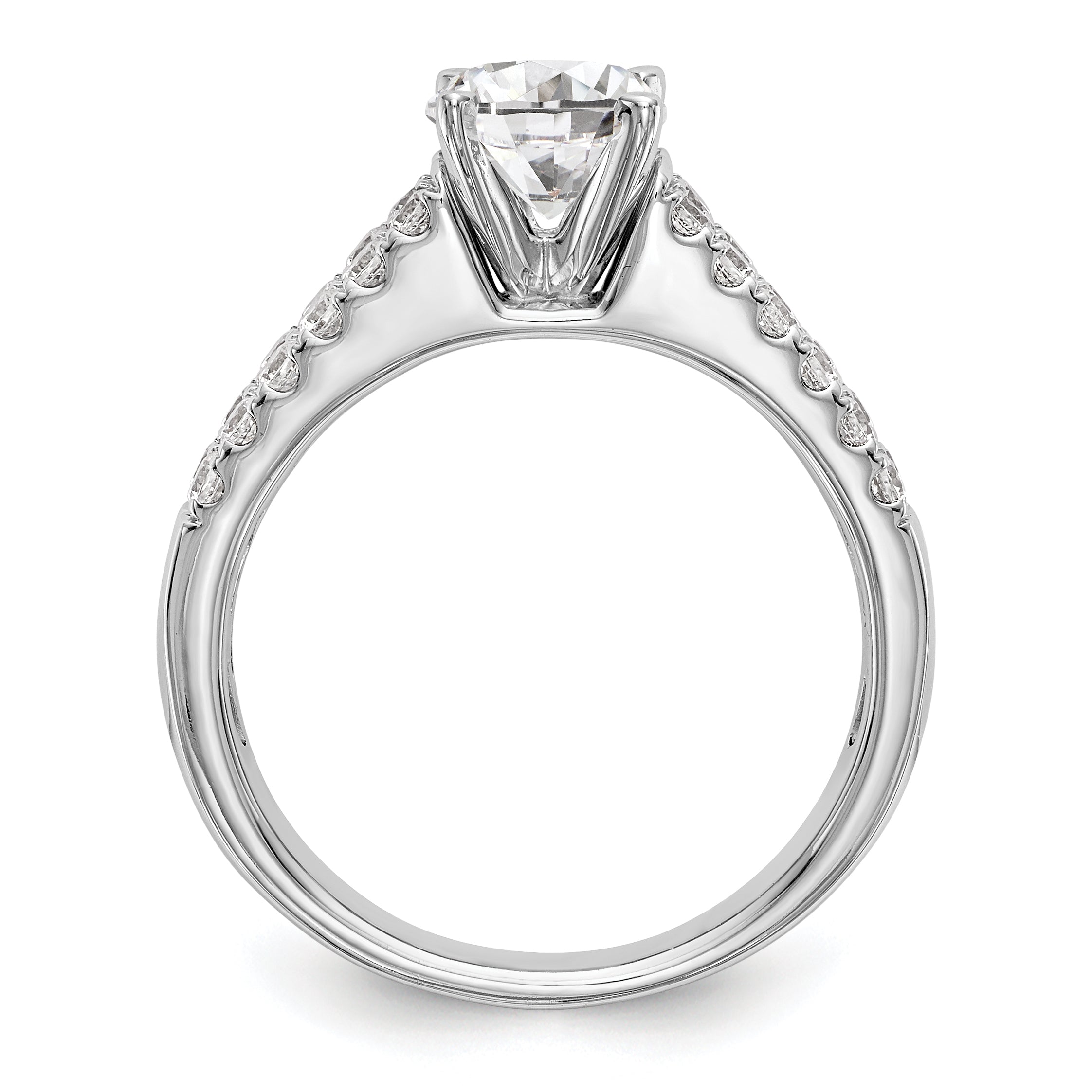 0.67ct. CZ Solid Real 14K White Gold Peg Set Engagement Ring