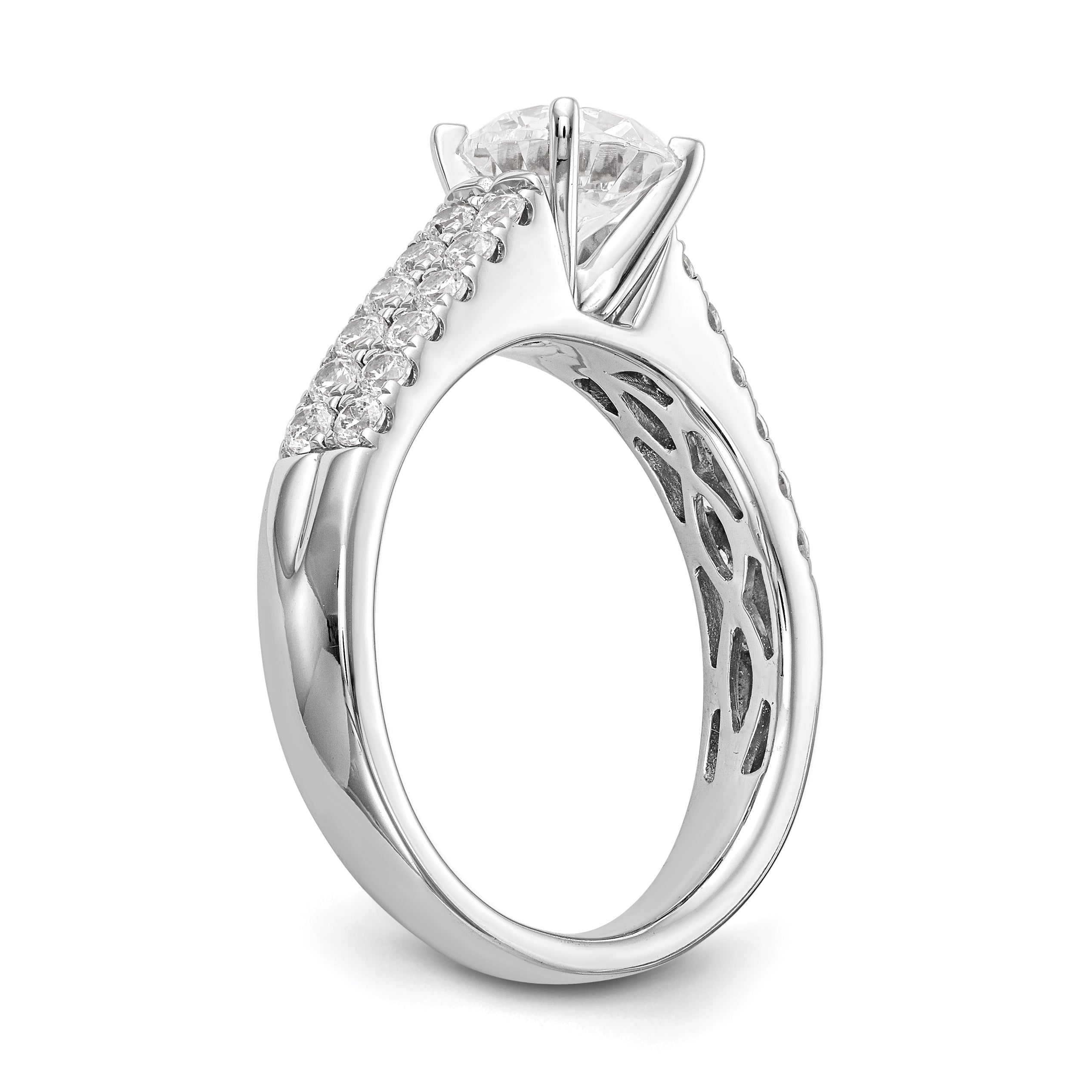 0.67ct. CZ Solid Real 14K White Gold Peg Set Engagement Ring