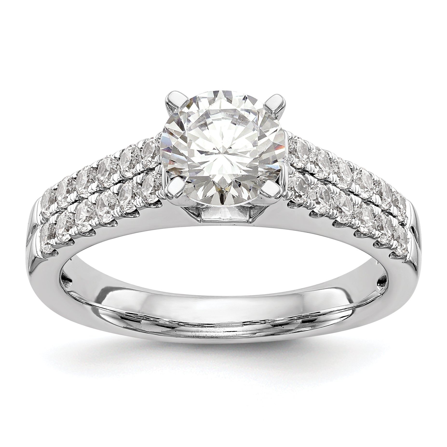0.67ct. CZ Solid Real 14K White Gold Peg Set Engagement Ring