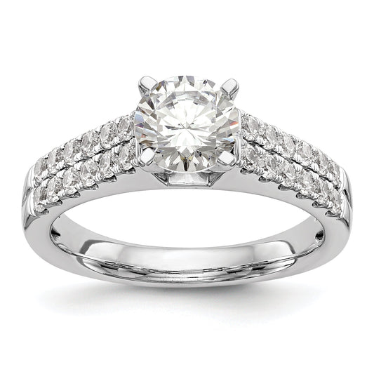 0.67ct. CZ Solid Real 14K White Gold Peg Set Engagement Ring