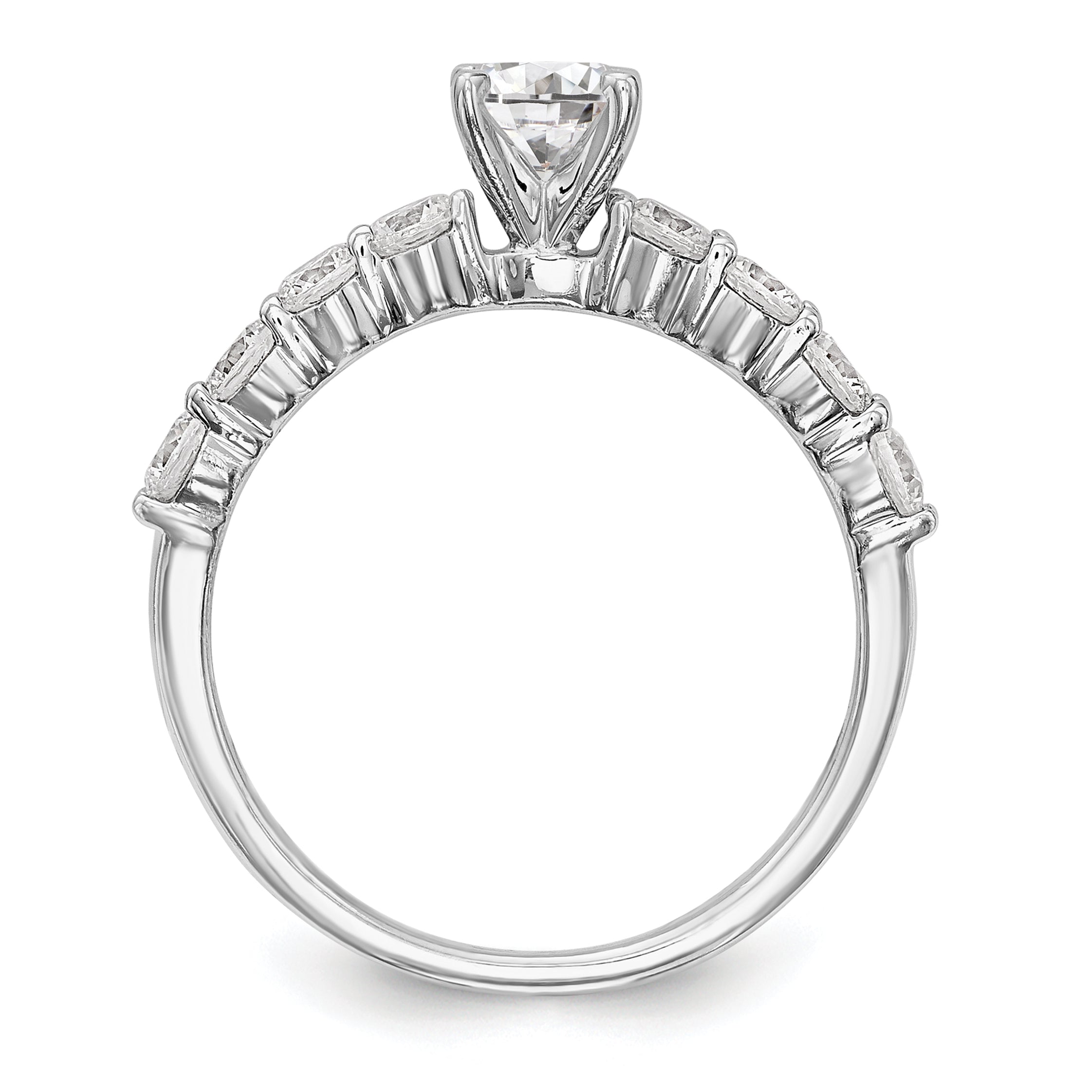 0.72ct. CZ Solid Real 14K White Gold Peg Set Engagement Ring