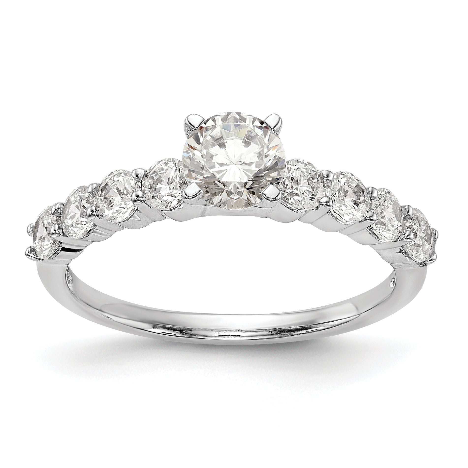 0.72ct. CZ Solid Real 14K White Gold Peg Set Engagement Ring