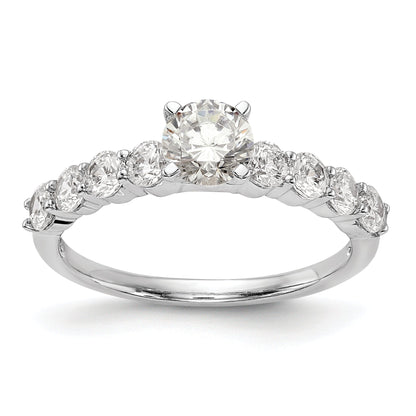 0.72ct. CZ Solid Real 14K White Gold Peg Set Engagement Ring