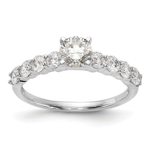 0.72ct. CZ Solid Real 14K White Gold Peg Set Engagement Ring