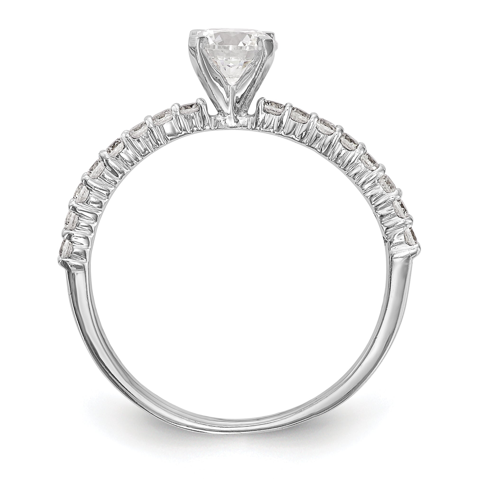 0.21ct. CZ Solid Real 14K White Gold Peg Set Engagement Ring