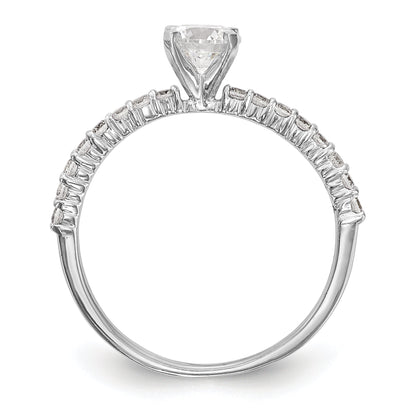 0.21ct. CZ Solid Real 14K White Gold Peg Set Engagement Ring
