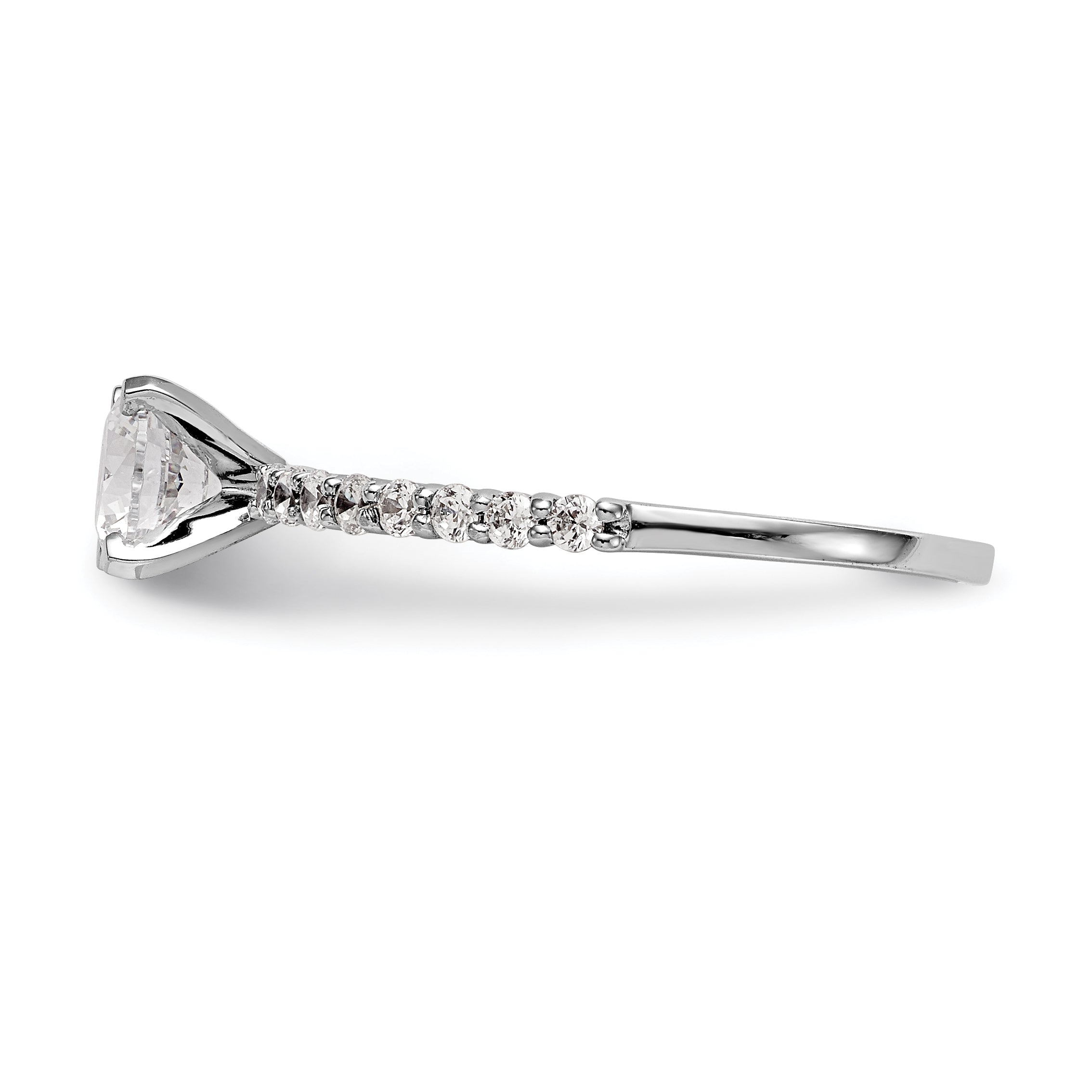 0.21ct. CZ Solid Real 14K White Gold Peg Set Engagement Ring