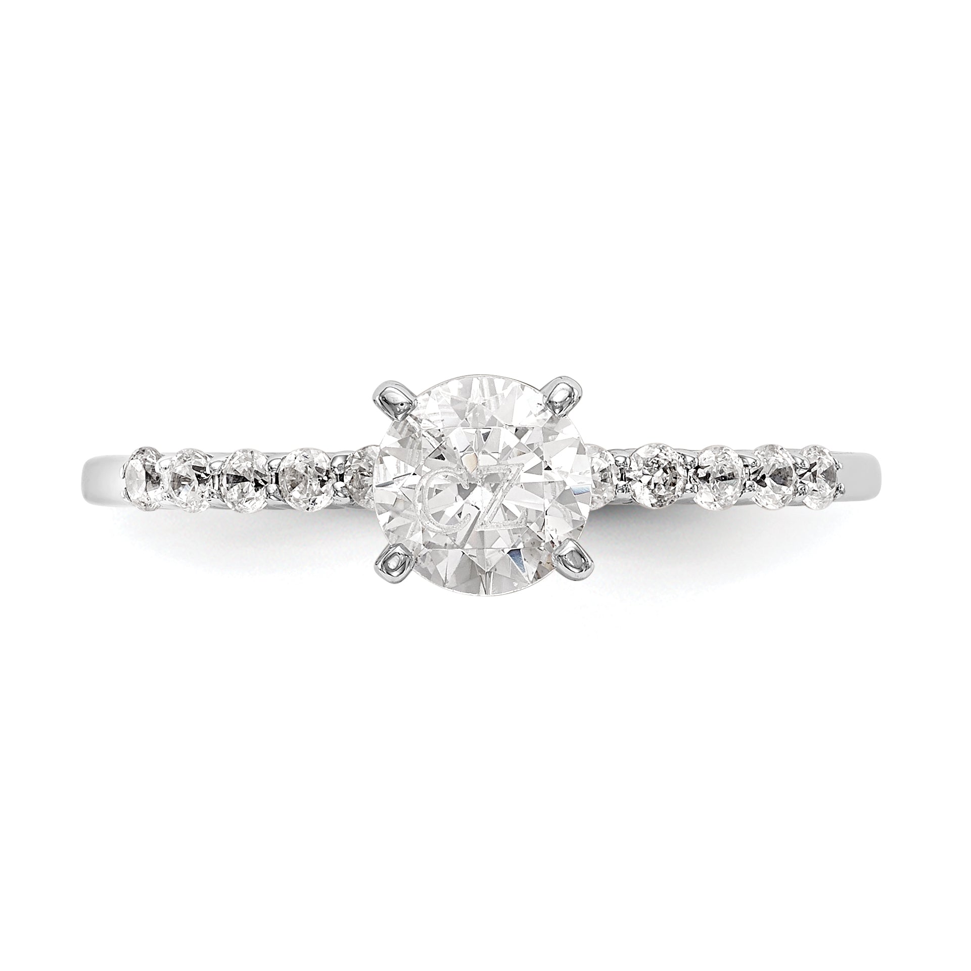 0.21ct. CZ Solid Real 14K White Gold Peg Set Engagement Ring