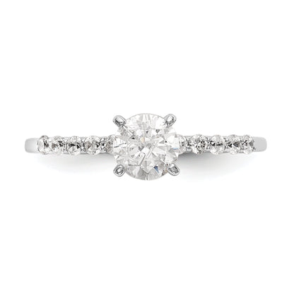0.21ct. CZ Solid Real 14K White Gold Peg Set Engagement Ring