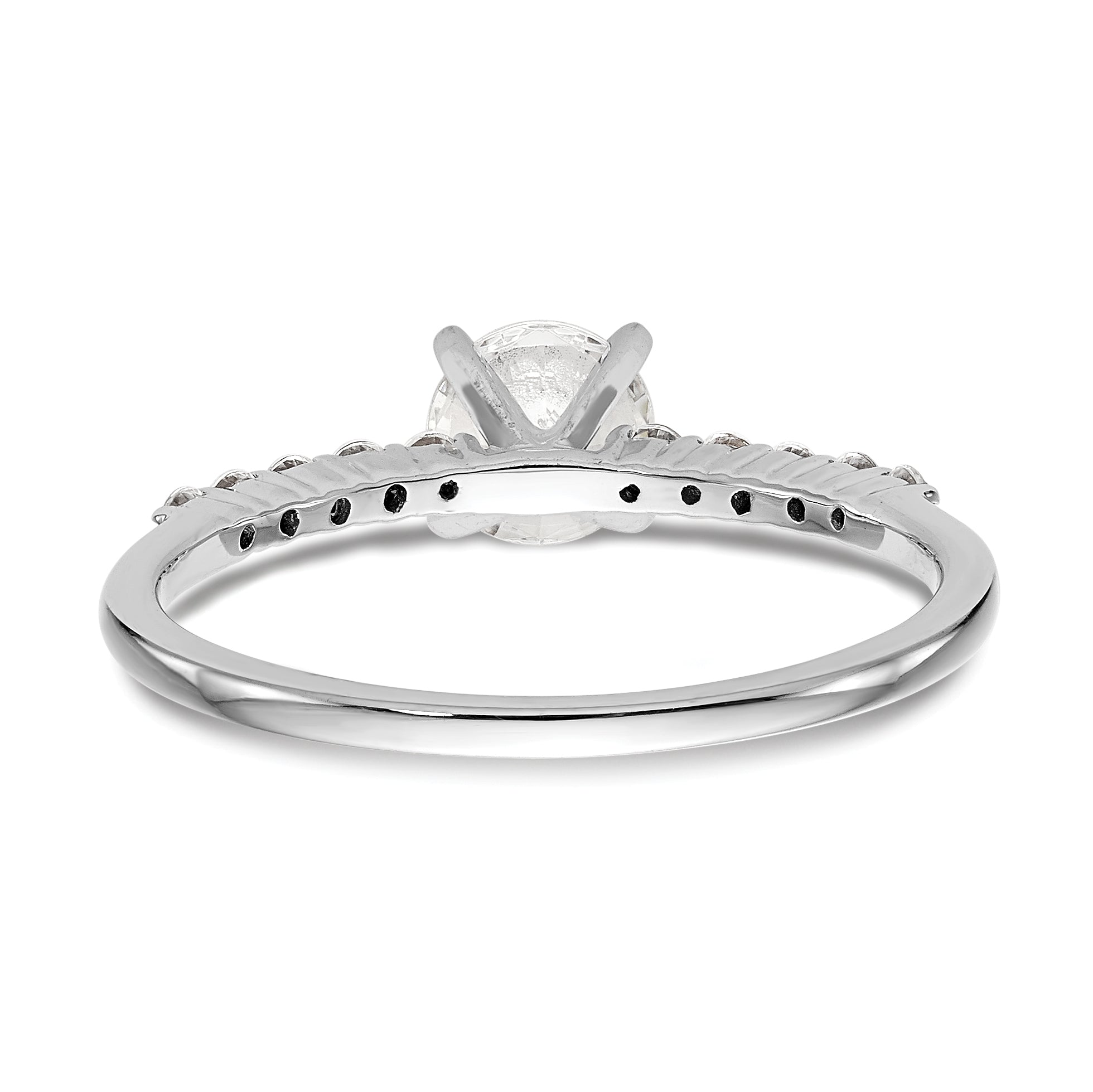 0.21ct. CZ Solid Real 14K White Gold Peg Set Engagement Ring