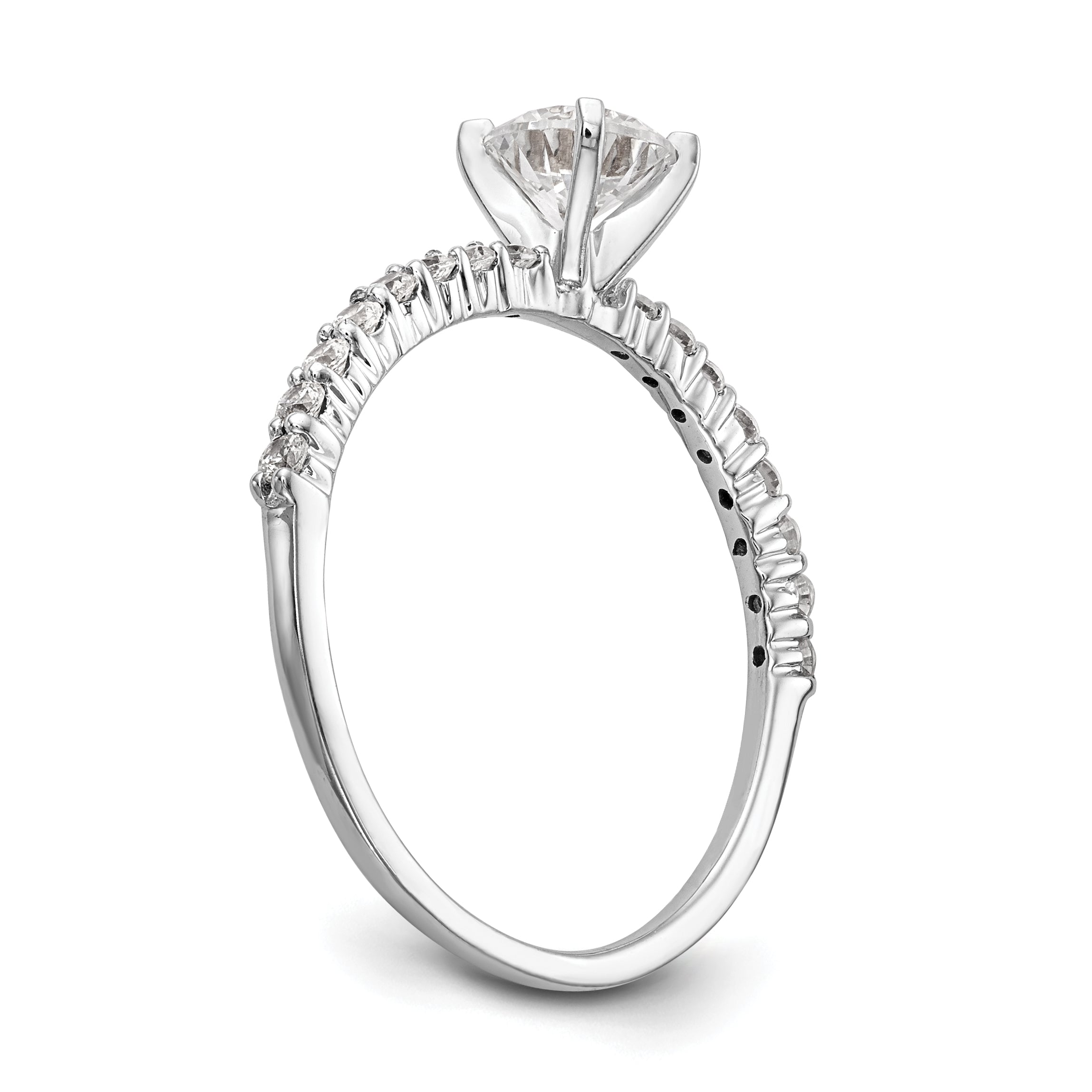 0.21ct. CZ Solid Real 14K White Gold Peg Set Engagement Ring