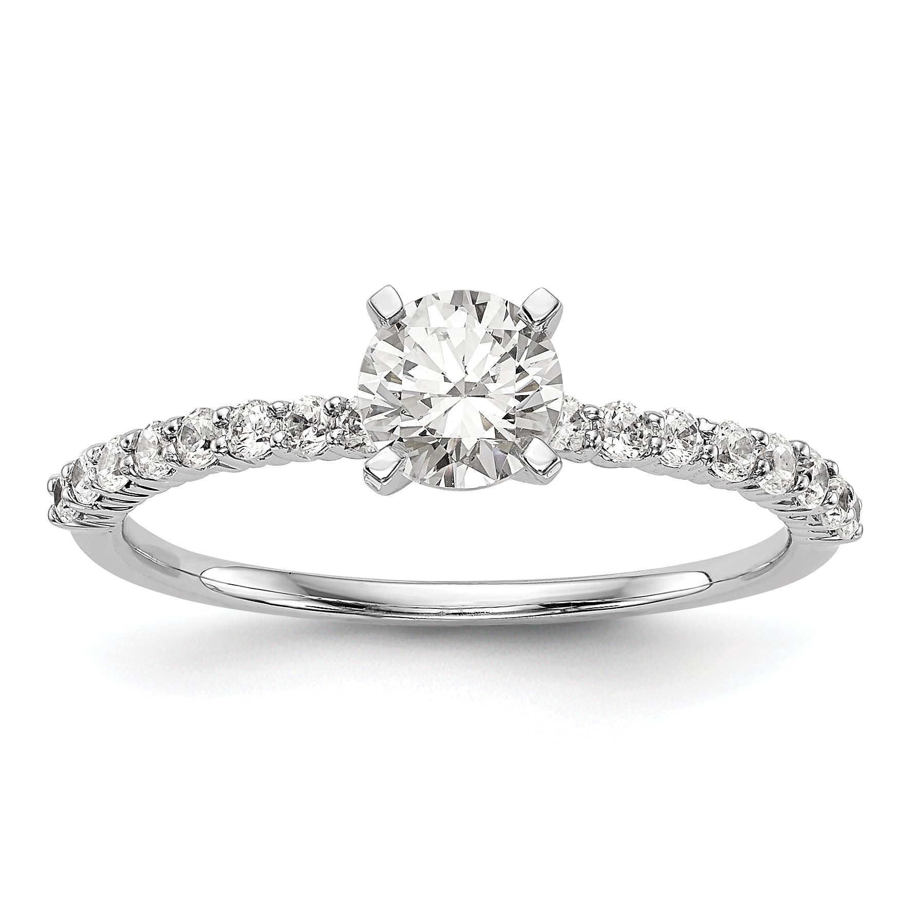 0.21ct. CZ Solid Real 14K White Gold Peg Set Engagement Ring