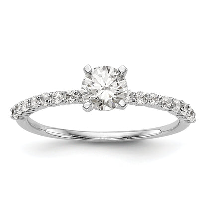 0.21ct. CZ Solid Real 14K White Gold Peg Set Engagement Ring