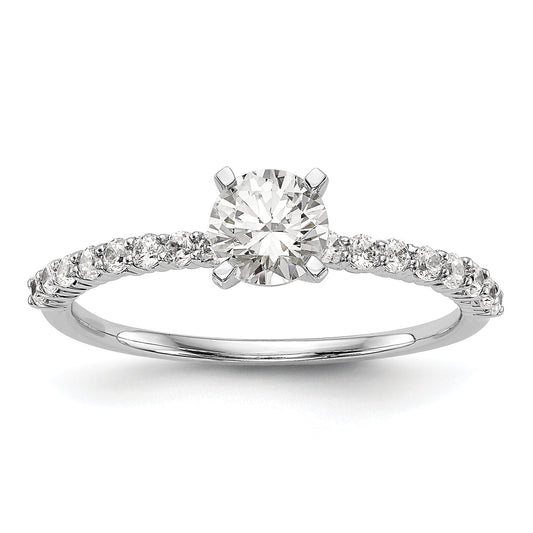 0.21ct. CZ Solid Real 14K White Gold Peg Set Engagement Ring
