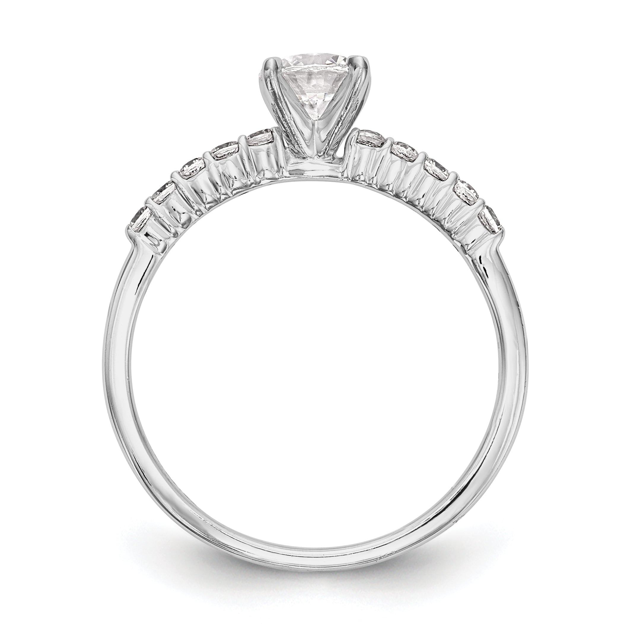 0.24ct. CZ Solid Real 14K White Gold Peg Set Engagement Ring