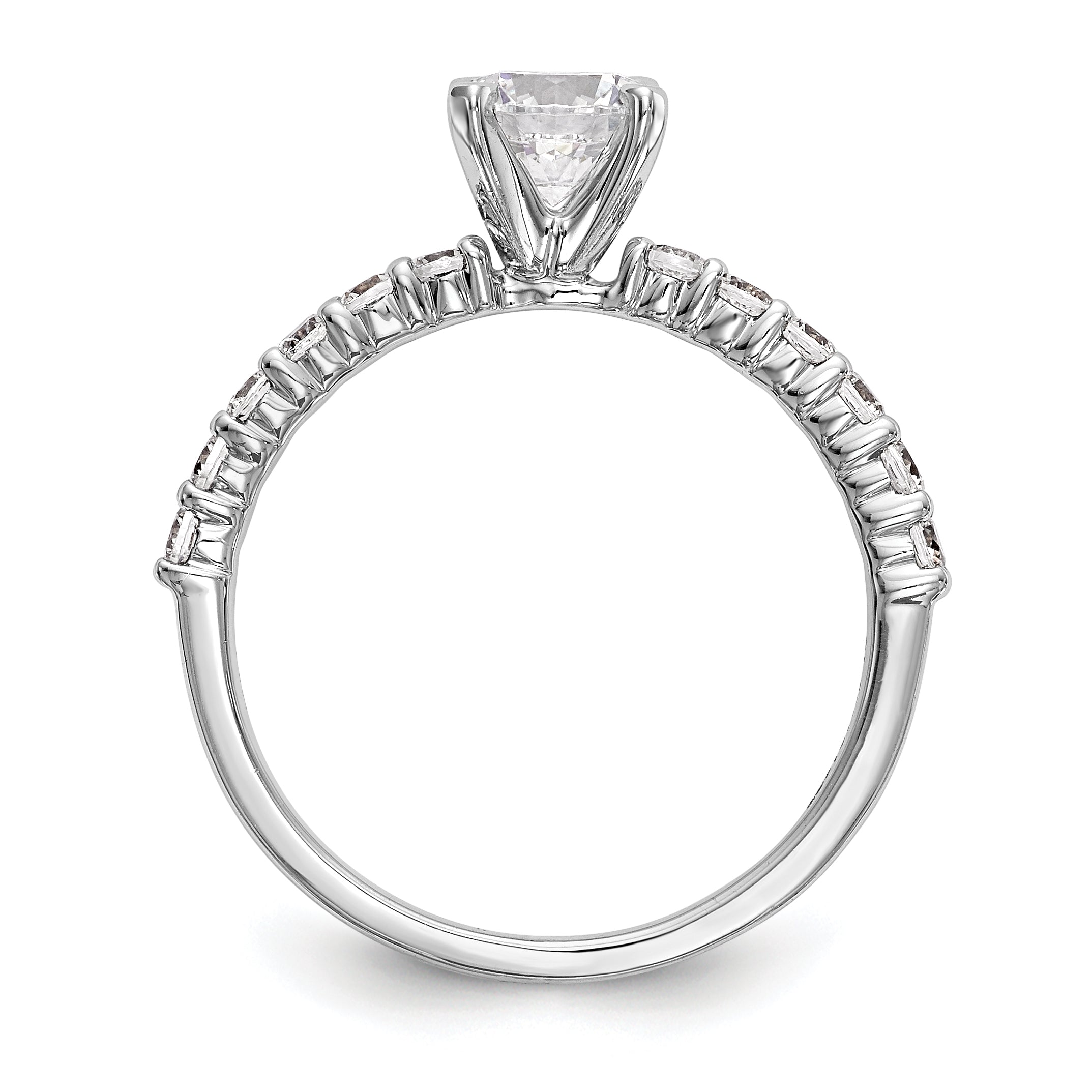 0.42ct. CZ Solid Real 14K White Gold Peg Set Engagement Ring
