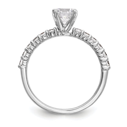 0.42ct. CZ Solid Real 14K White Gold Peg Set Engagement Ring
